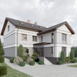 projekt białej elewacji domu